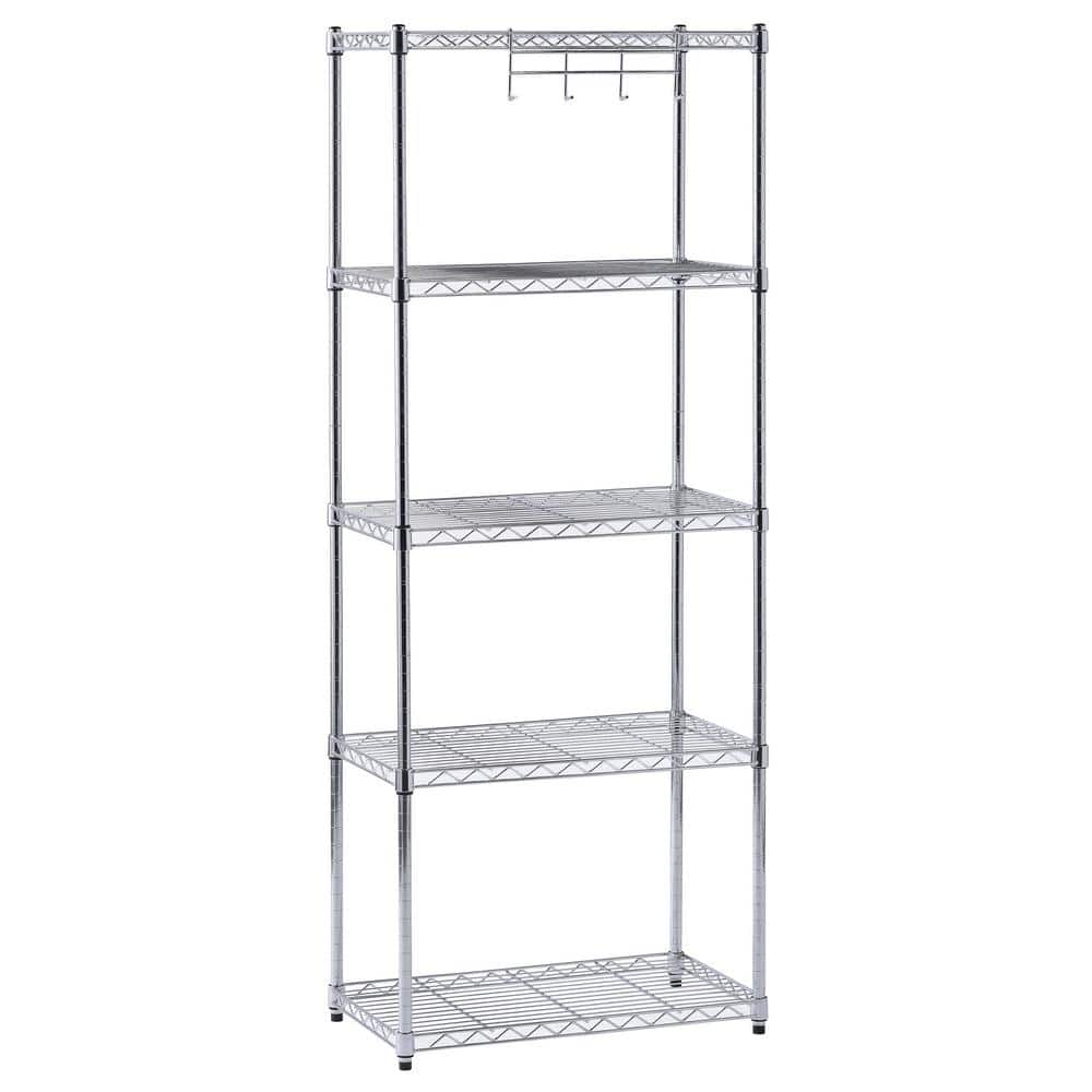 5-Tier Wire Metal Chrome Garage Storage Shelving Unit (24 in. W x 59 in. H x 14 in. D) - Hercitys