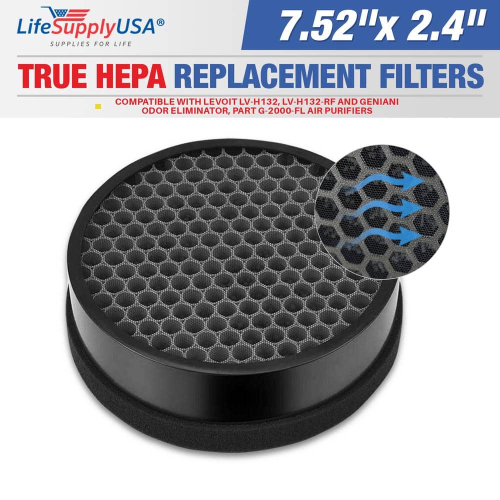 2-in-1 True HEPA Replacement Filter Plus Activated Carbon Charcoal Compatible with Levoit and Geniani Odor Eliminator - Hercitys