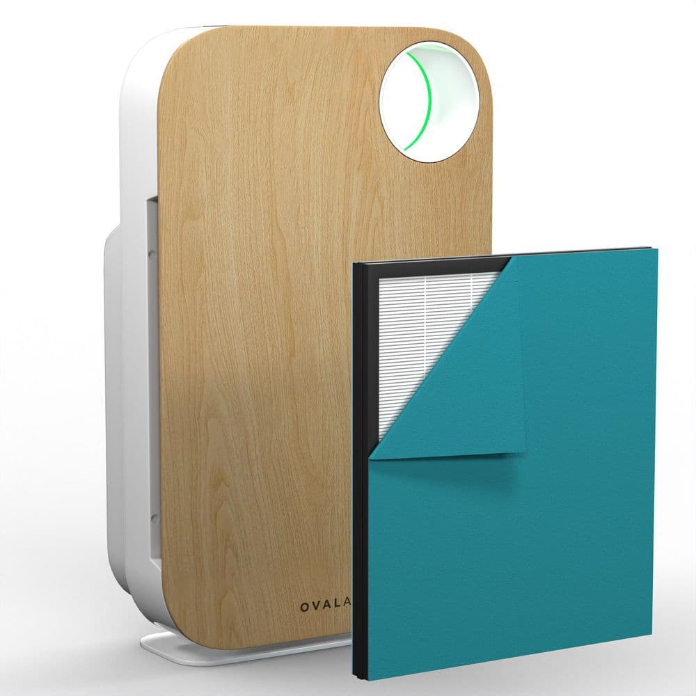 3-Stage 5-in-1 Air Purifier for Rooms Upto 600 sq. ft. Reduces Allergies, Asthma, Pets, Odor, Smoke, Light Wood - Hercitys