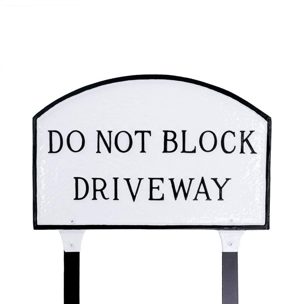 10 in. x 15 in. Standard Arch Do Not Block Driveway Statement Plaque Sign with Lawn Stake-Swedish Iron - Hercitys