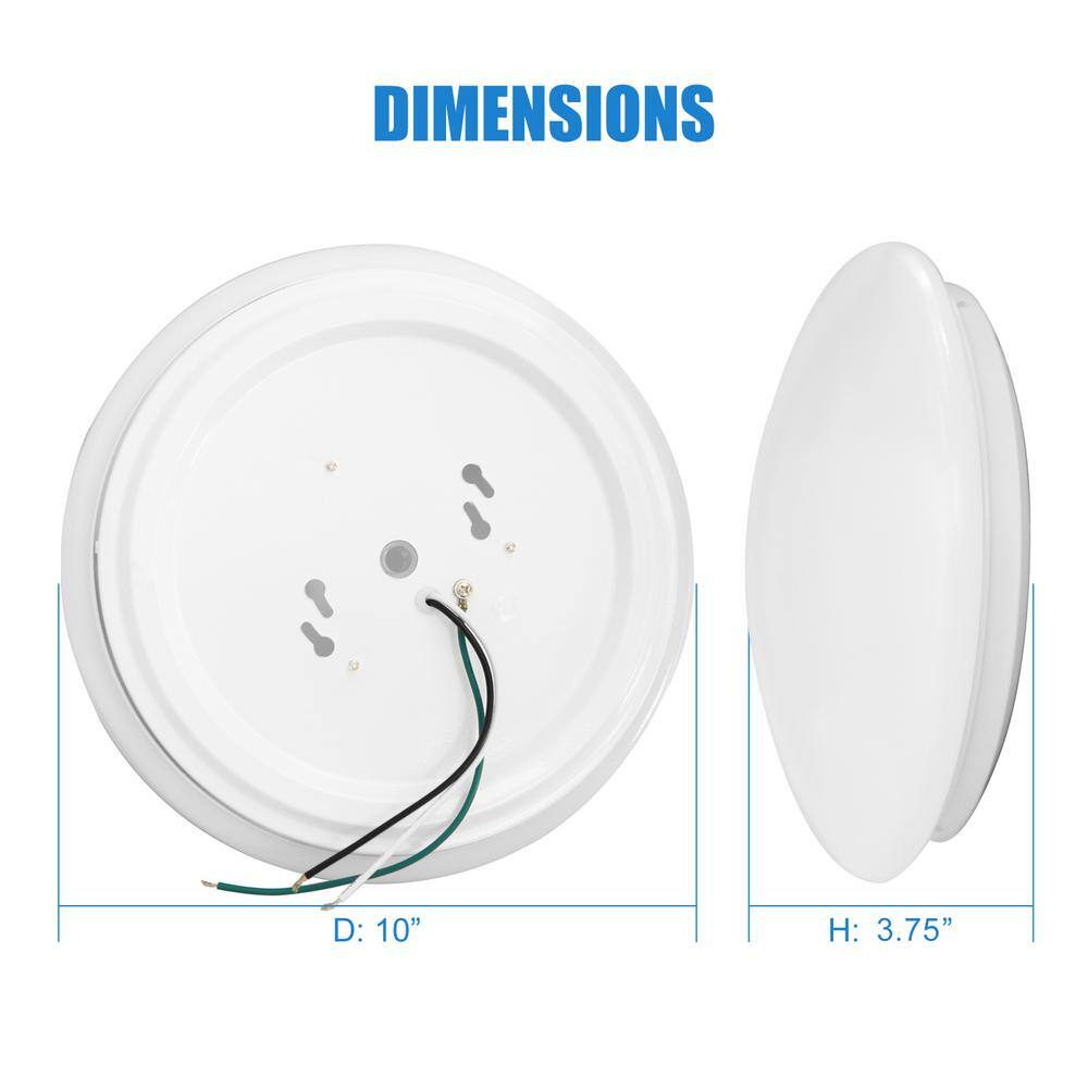 10 in. Dimmable Mushroom White LED Flush Mount Light Fixture 4000K - Hercitys