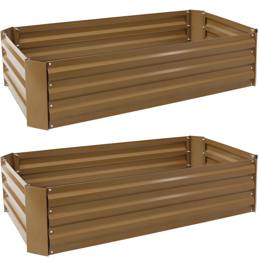 48 in. Brown Rectangular Galvanized Steel Raised Beds (2-Pack) - Hercitys