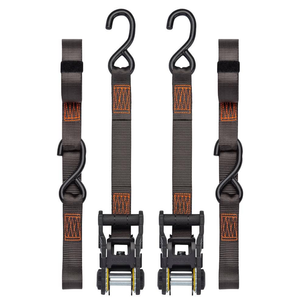 10 ft. Orange Tactical Ratchet Tie Down Straps with 1,000 lb. Safe Work Load – 2 pack - Hercitys