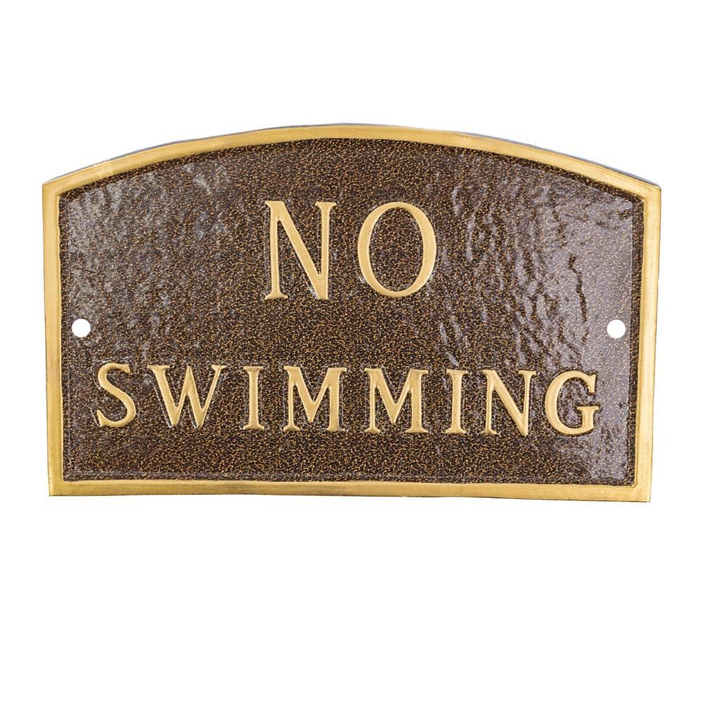 10 in. x 15 in. Standard Arch No Swimming Statement Plaque Sign – Hammered Bronze - Hercitys