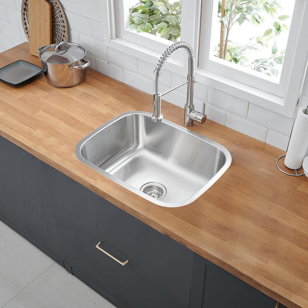 23 in. Drop in/Undermount Single Bowl 18-Gauge Stainless Steel Classic Kitchen Sink - Hercitys