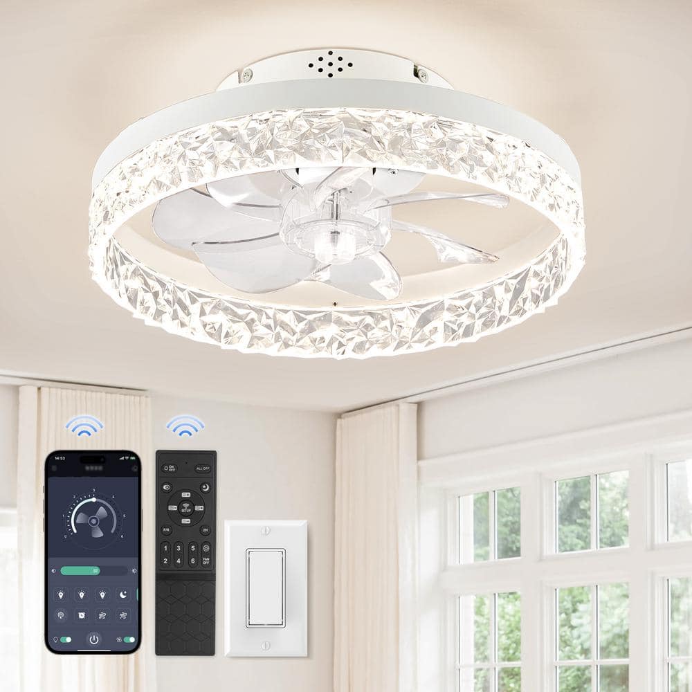 15.7 in. Indoor Fresh White Flush Mount Ceiling Fan with Light Kit and Remote Control - Hercitys