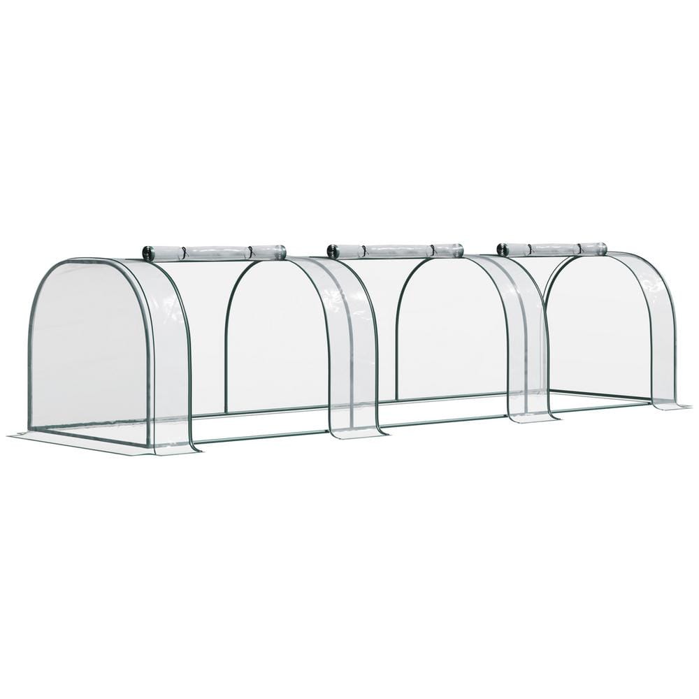 11 ft. x 3 ft. x 2.5 ft. Portable Tunnel Greenhouse with Roll-Up Zippered Doors, UV Waterproof Cover, Steel Frame, Clear - Hercitys