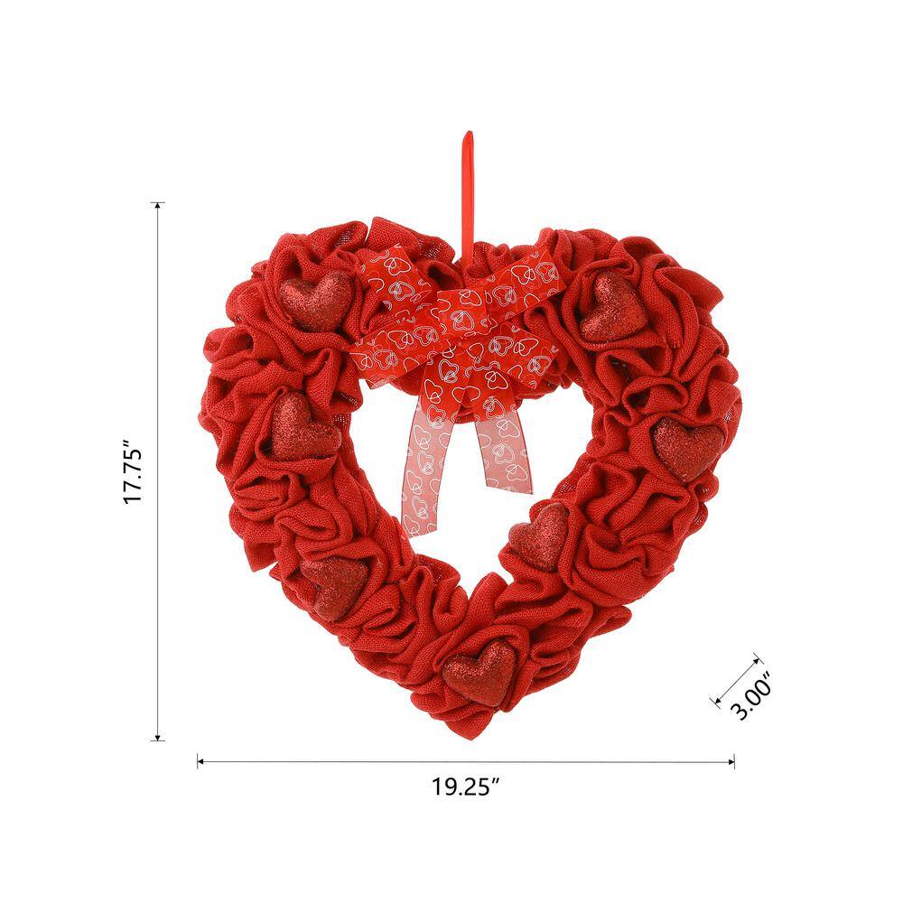 17.75 in. H Valentine Fabric Heart Wreath - Hercitys