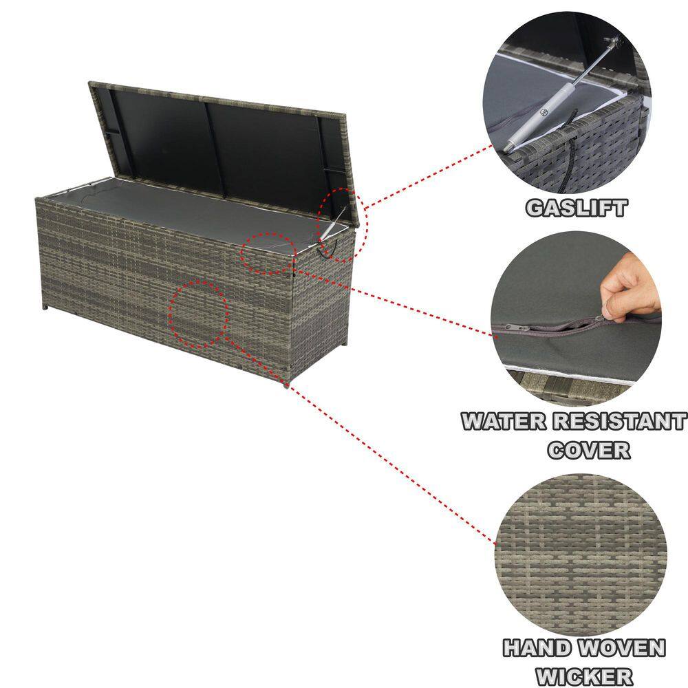 113 Gal. Gray Rattan Patio Deck Box - Hercitys