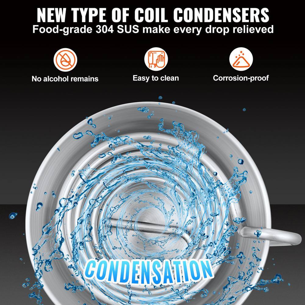 10 L Alcohol Distiller Kit, 3 gal. Home Distillation Setup with 304 Stainless Steel Tube, Circulating Pump, Thermometer - Hercitys