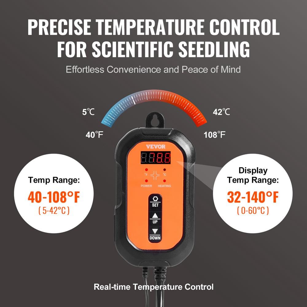 10 in. x 20.75 in. Seedling Mat with Thermostat Heat Mats (1-Pack) MET-Certified Waterproof Heating Pad - Hercitys