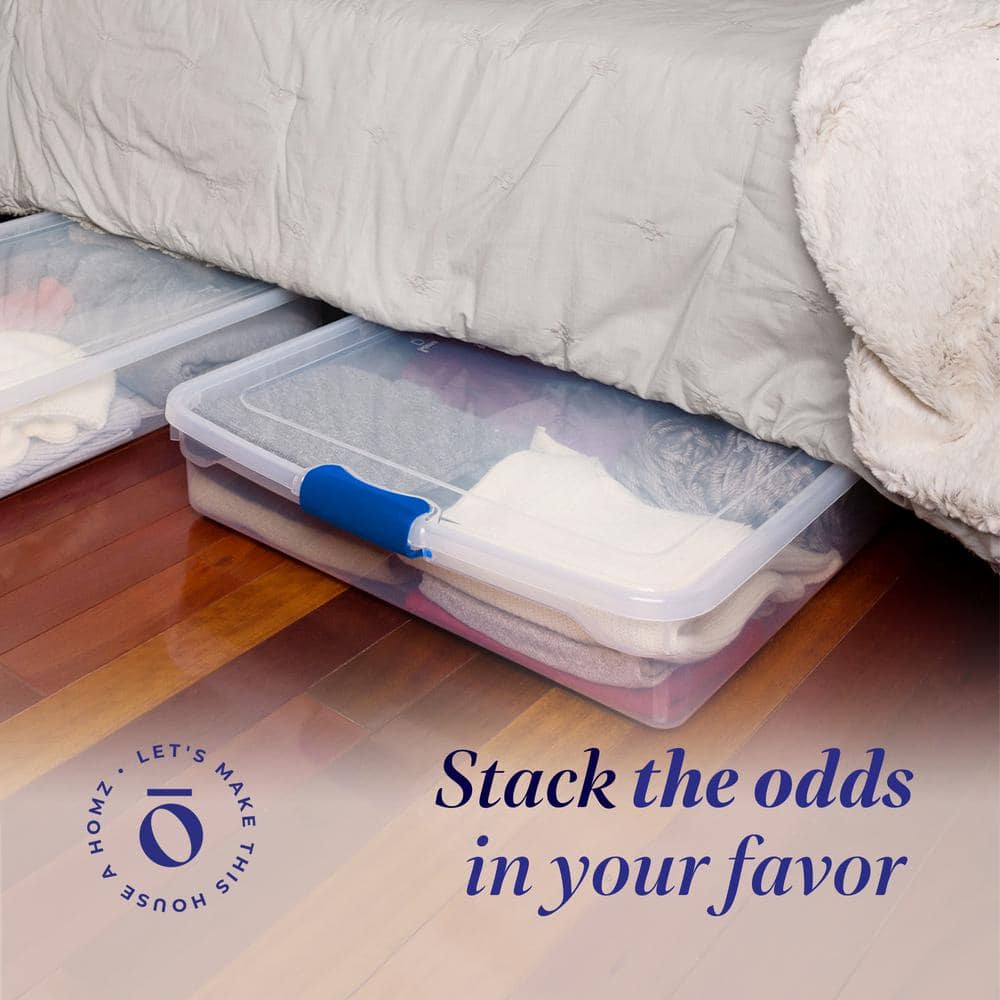 56 qt. Underbed Secure Latching Plastic Storage Container in Clear (4-Pack) - Hercitys