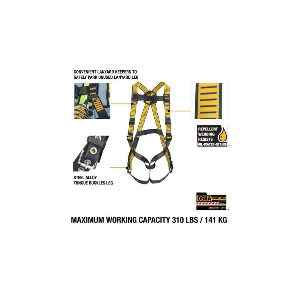 5-Point Fall Protection Harness with Pass-Thru Chest and Leg Buckles - Hercitys