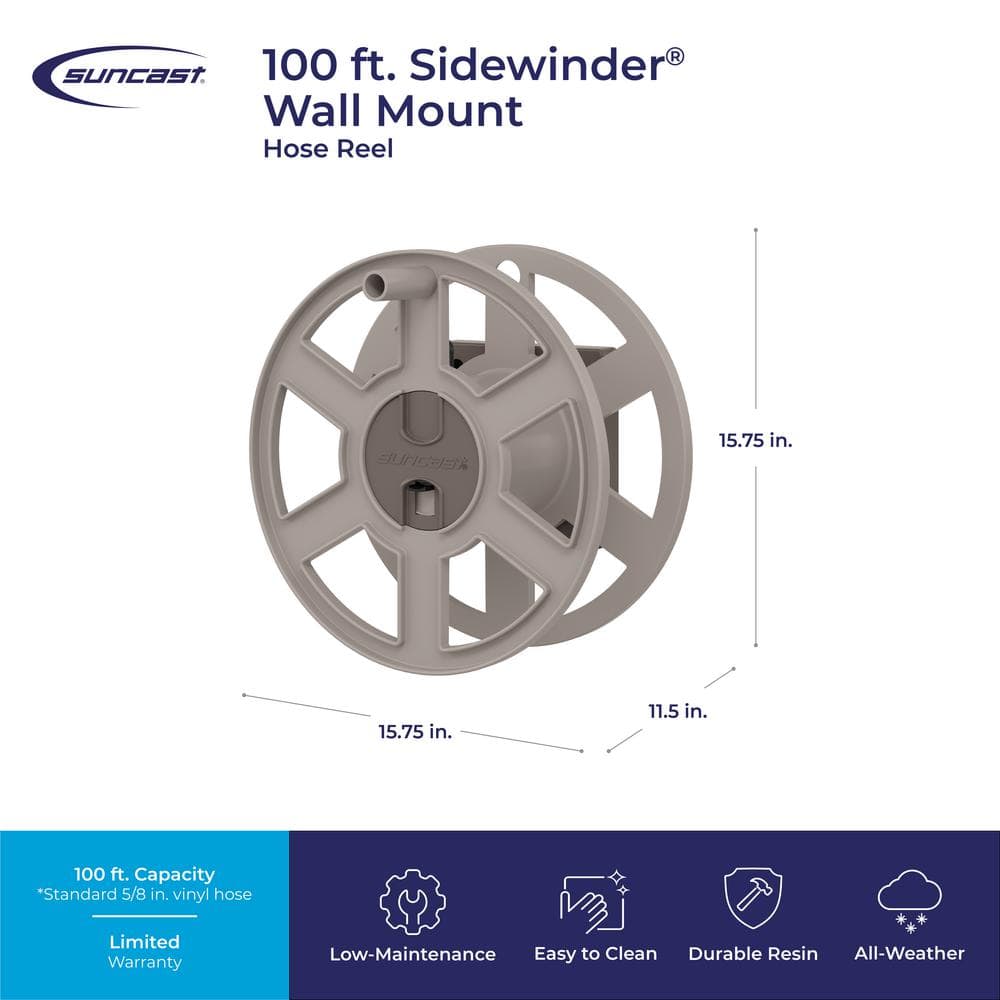 100 ft. Sidewinder Wall Mount Hose Reel, Light Taupe - Hercitys