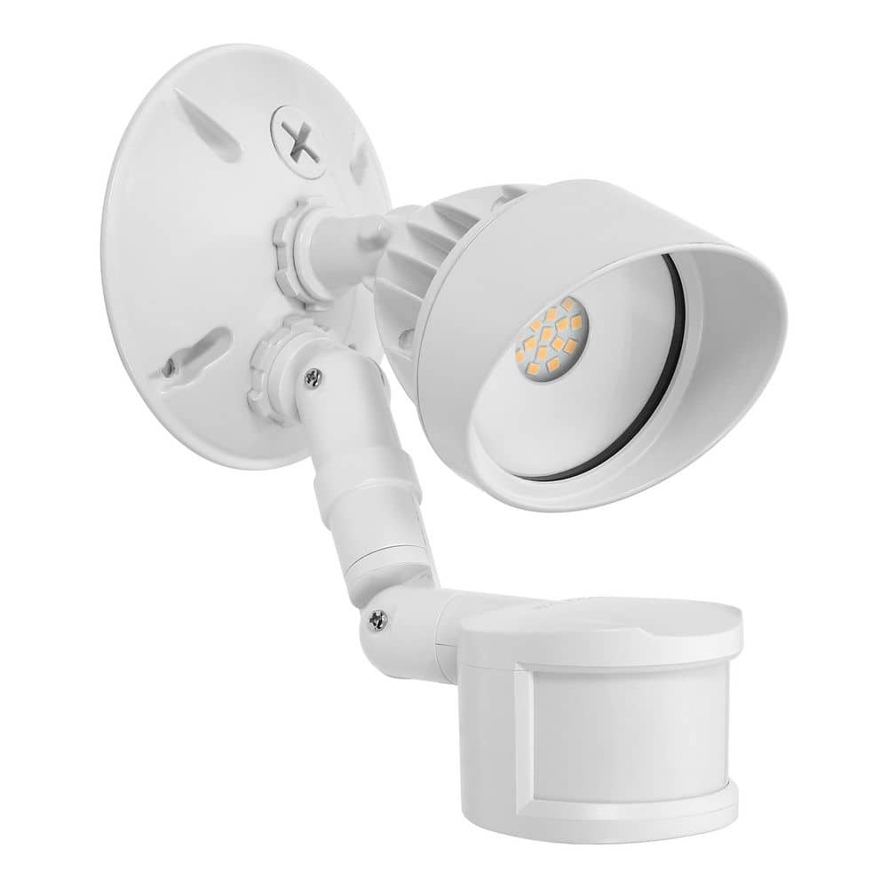 13-Watt 950 Lumens White Outdoor Integrated LED Exterior Security Flood Light 3000K Motion Sensor Dusk to Dawn Sensor - Hercitys
