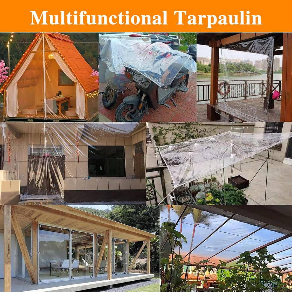 3 ft. x 6 ft. Clear Tarp Heavy Duty Waterproof with Eyelets for Camping, Patio Pergola Garden Canopy Rainproof Anti - Hercitys