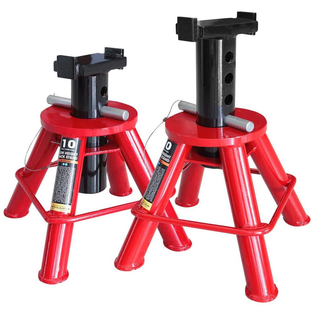 10-Ton Low-Profile Heavy-Duty Jack Stands (2 Pack) - Hercitys