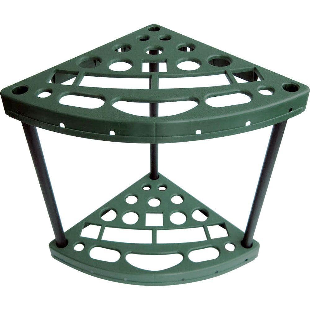 15.75 in. W x 21.89 in. H x 23.55 in. D 18-Tier Plastic Yard Tool Corner Storage Rack in Green - Hercitys