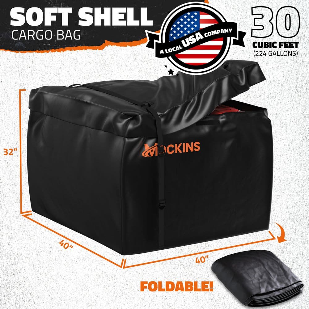 30 cu. ft. Square Waterproof Cargo Carrier Bag (40 in. x. 40 in. x 32 in. ) with Bag Lock, Buckle Straps and Carry Bag - Hercitys