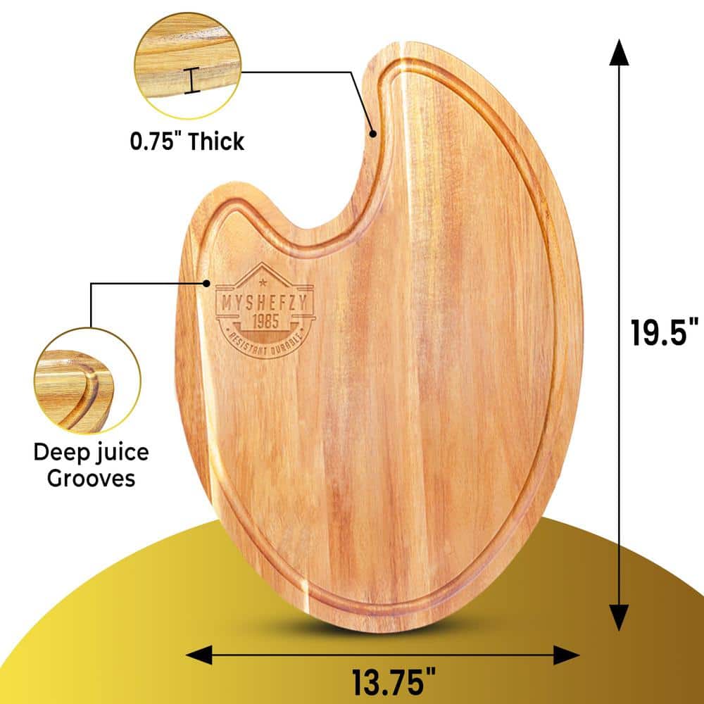 1-Piece 19. 5 x 13. 7 Round-Oval Large Wood Cutting Board for Kitchen End Grain, and also used for Charcuterie Boards - Hercitys