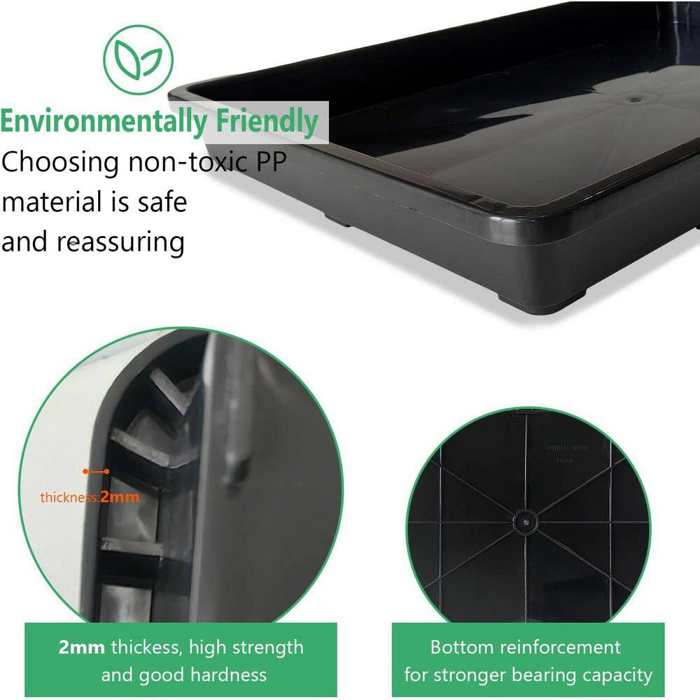5-Pack Nursery Potting Tray for Seeds Starting Pot Collecting Drainage Water Black - Hercitys