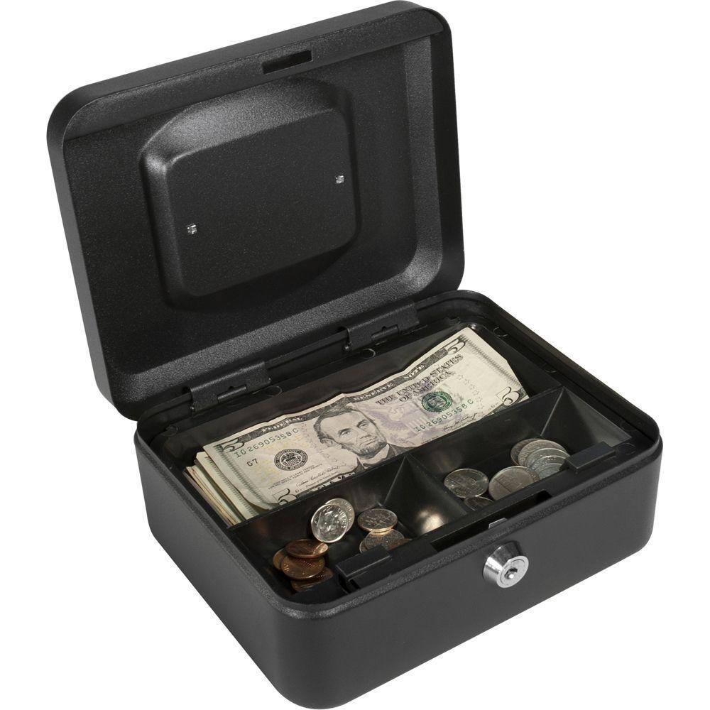 0.05 cu. ft. Steel Cash Box Safe with Key Lock, Black - Hercitys