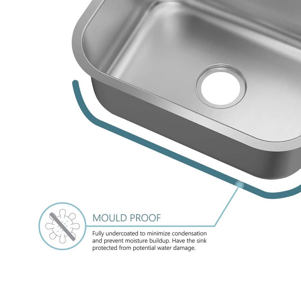 23 in. Undermount Single Bowl 16-Gauge Stainless Steel Kitchen Sink - Hercitys