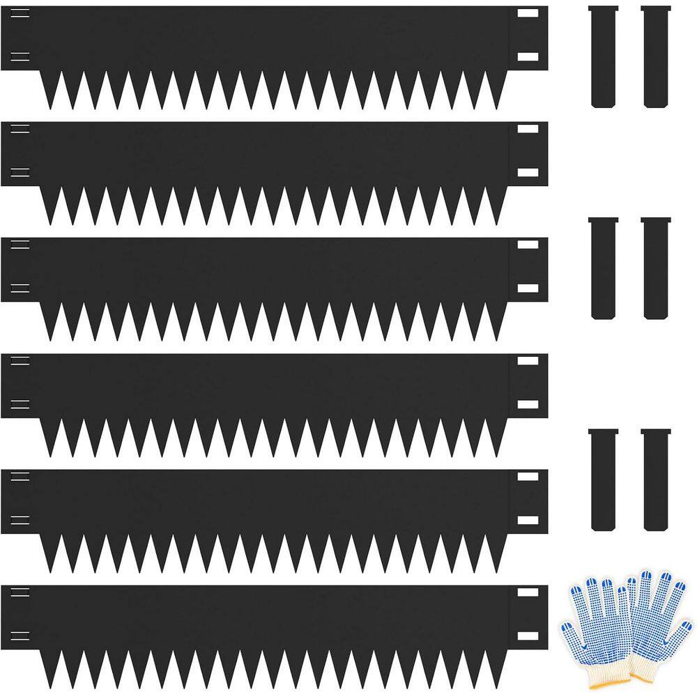40 in. x 8 in. Steel Landscape Edging 6-Pack with Clips, Black - Hercitys