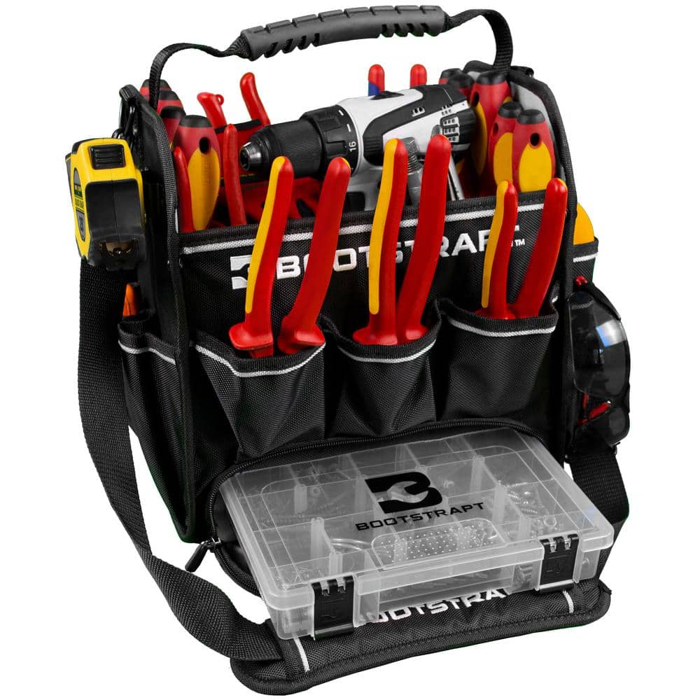 12 in. Electrician’s Tote Bag with Integrated Parts Bin Compartment - Hercitys