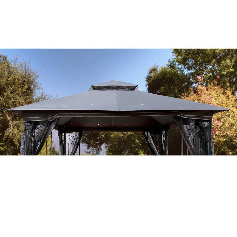 10 ft. x 10 ft. Patio Double Roof Gazebo Replacement Canopy Top Fabric - Hercitys