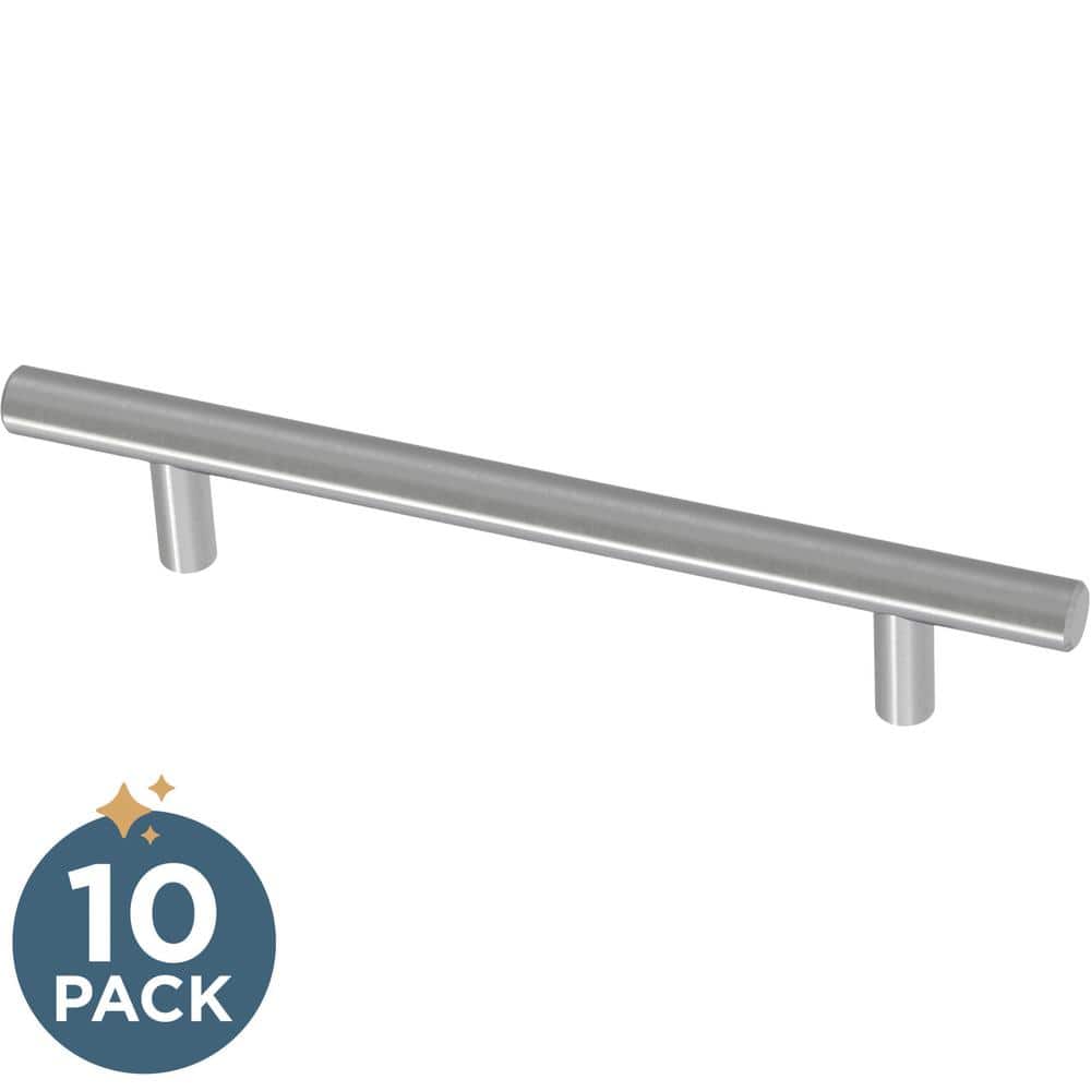 10-Pack Simple Bar 5-1/16 in. (128 mm) Modern Cabinet Drawer Pulls in Stainless Steel - Hercitys