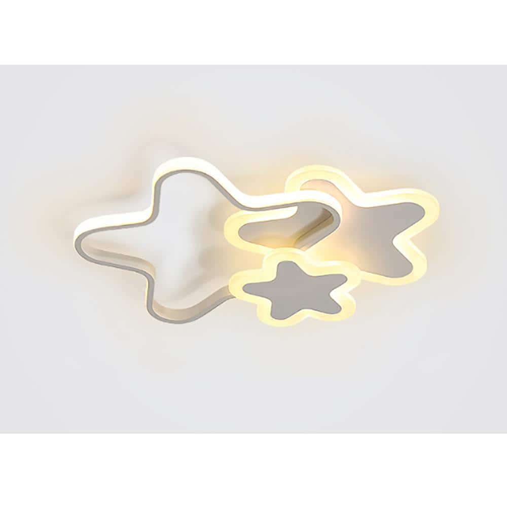 20.5 in. White Modern Creative Star Shape Dimmable LED Flush Mount Ceiling Light with Remote for Bedroom Living Room - Hercitys