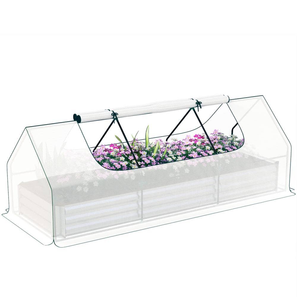 106.3 in. W x 35.4 in. D x 36.6 in. H Raised Garden Bed with Mini Greenhouse and Cover for Herbs and Vegetables, White - Hercitys