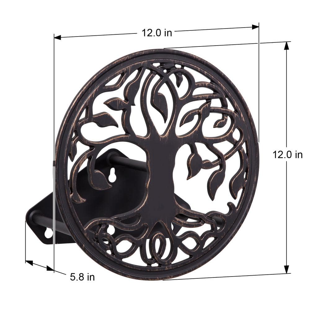 125 ft. Black Aluminum Durable Wall Mounted Garden Hose Reel - Hercitys