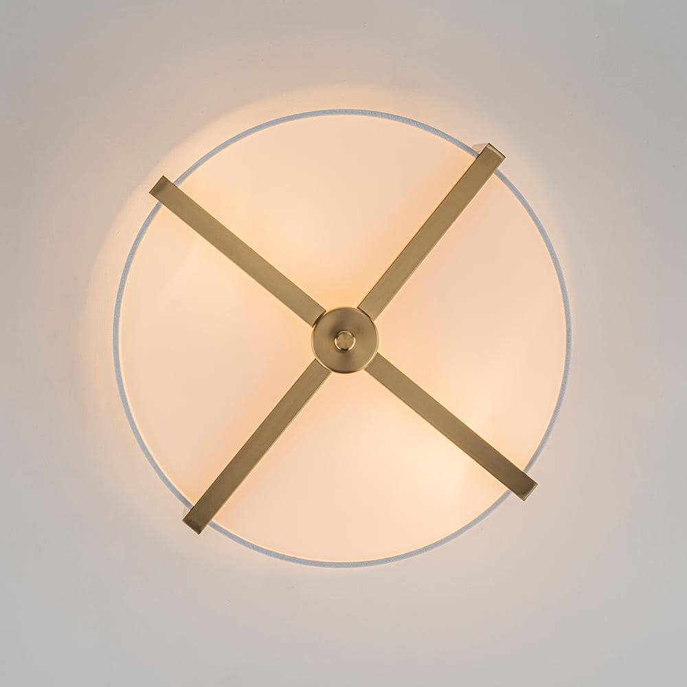 16.93 In. 2-Light Gold Plating Modern Flush Mount Ceiling Light Industrial Semi-Flush Mount With White Fabric Shade - Hercitys