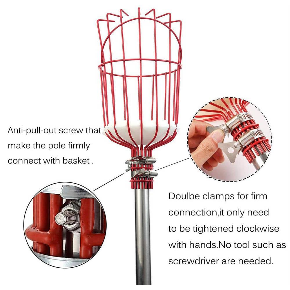 10 in. Tree Pruner Fruit Picker with Basket and Pole - Hercitys