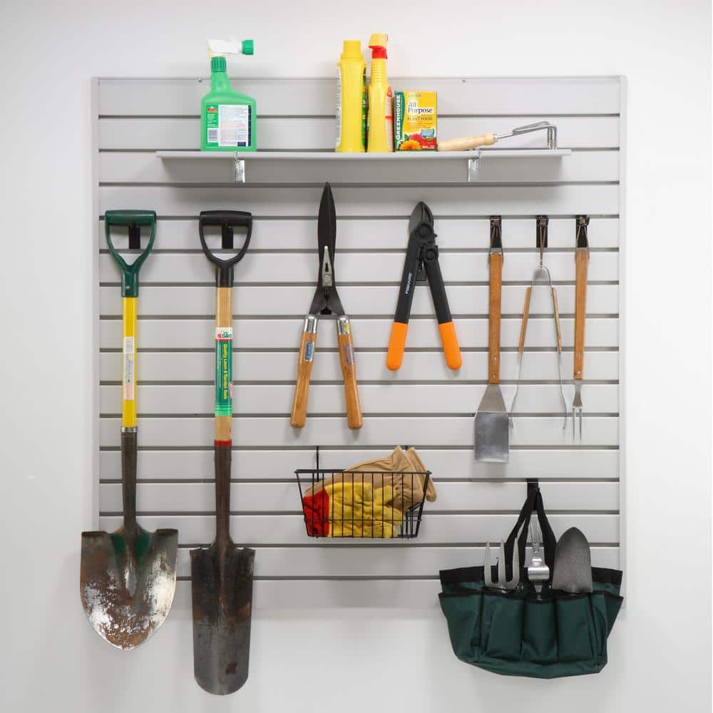 4 ft. x 4 ft. or 8 ft. x 2 ft. Light Gray Plastic Slat Wall Kit - Hercitys