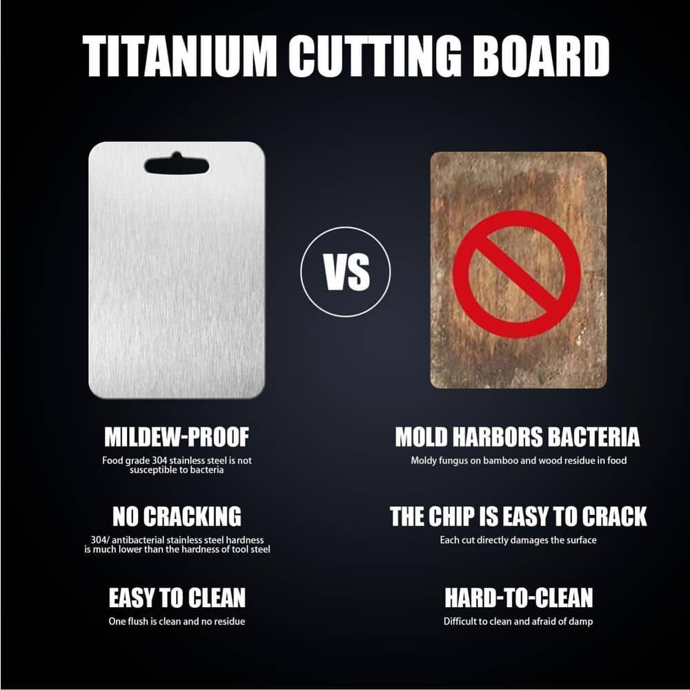 12 in. L x 9 in. W 100% Pure Titanium Cutting Board, Rectangular, Medical-Grade, Durable, Scratch-Resistant, Granite - Hercitys