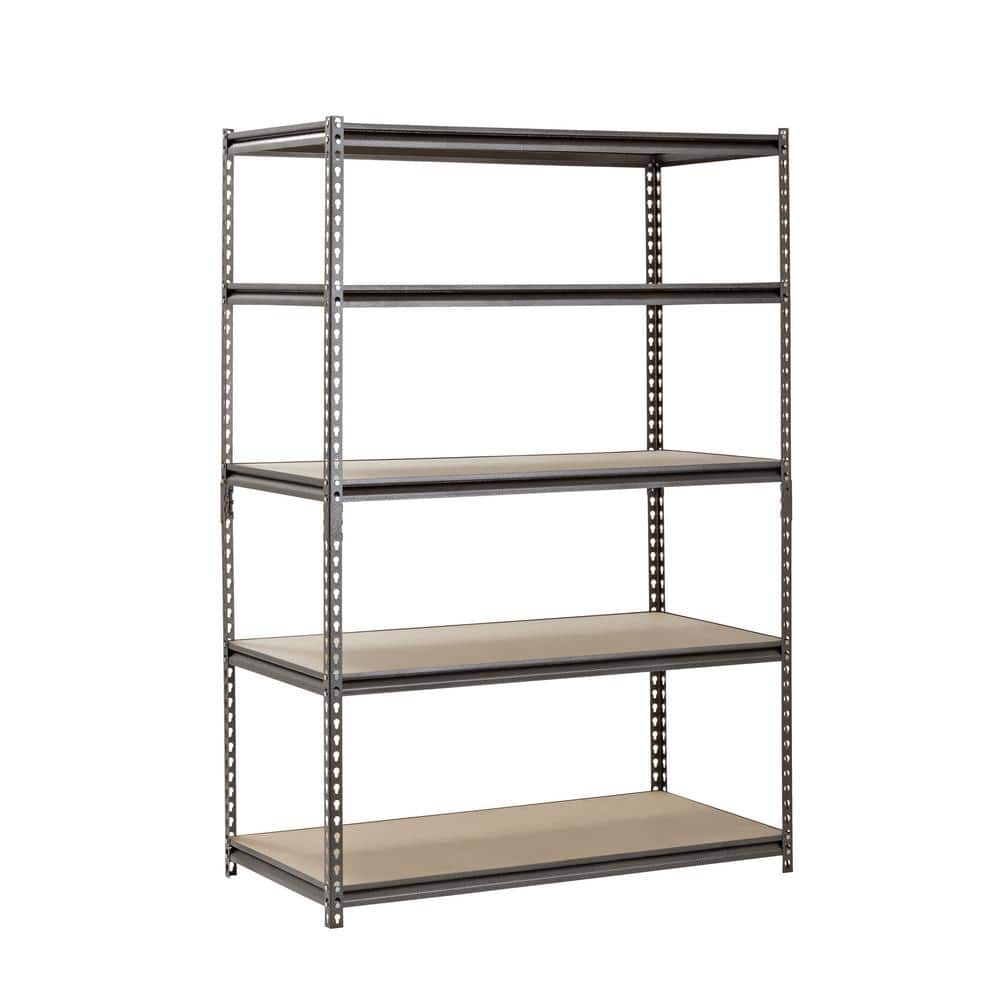 5-Tier Boltless Steel Garage Storage Shelving Unit in Silver Vein (48 in. W x 72 in. H x 24 in. D) - Hercitys