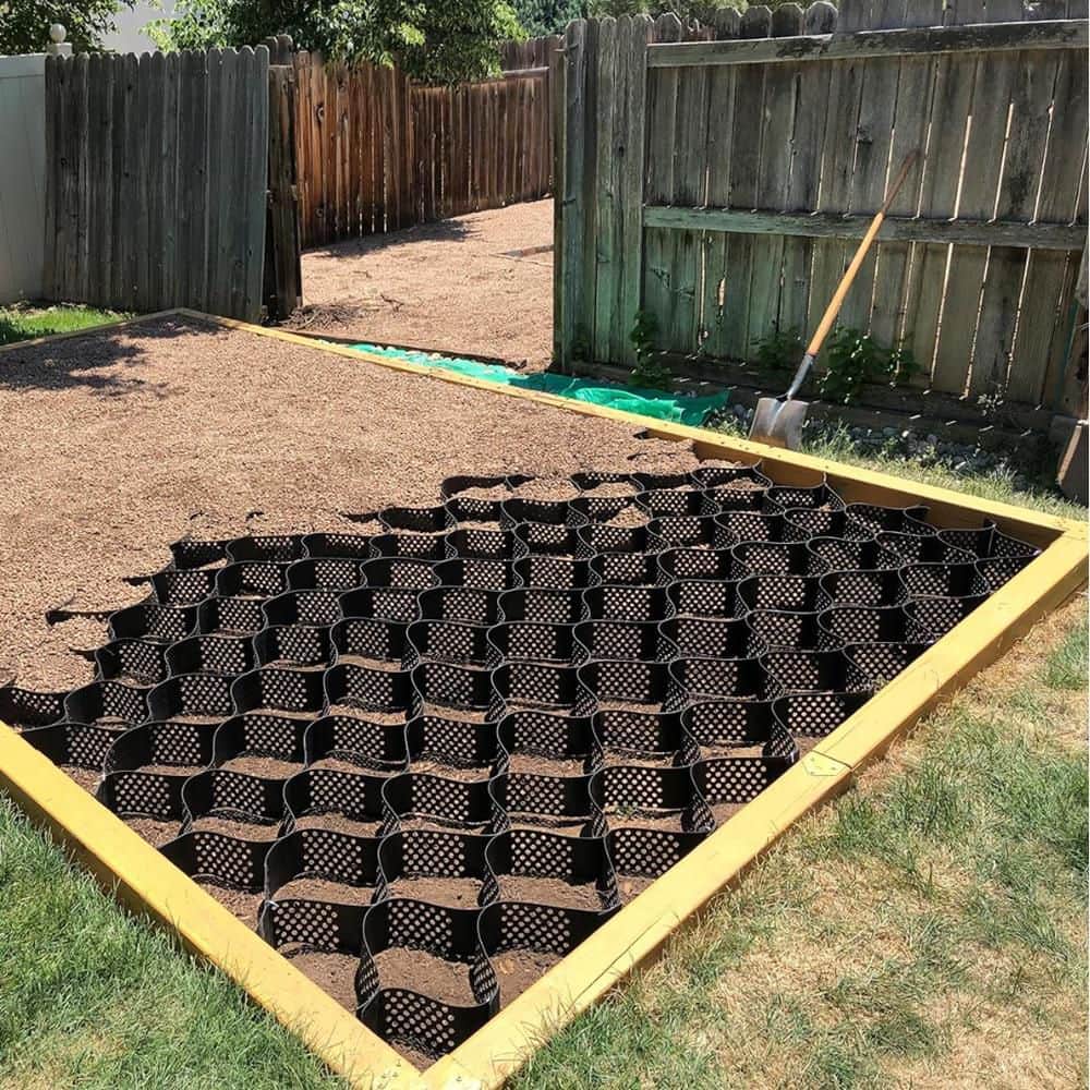 10 ft. x 16.5 ft. x 2 in. L Series Plastic Ground Geo Grid Driveway Ground Pavers Geocell, with 12 J Steel Rebar - Hercitys