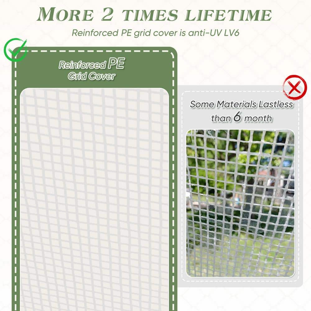 10 ft. W x 6.5 ft. D x 6.5 ft. H Galvanized Metal Walk in. Greenhouse, White - Hercitys