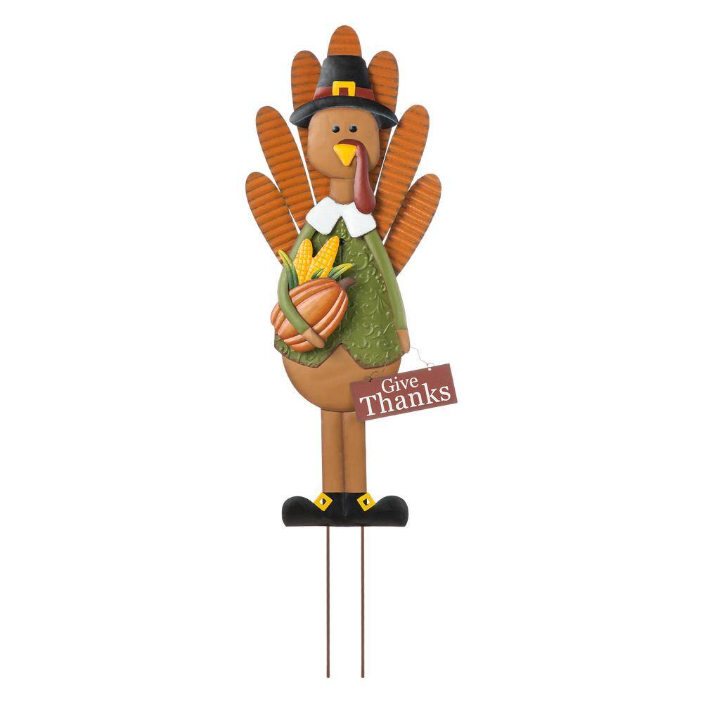 36 in. H Thanksgiving Metal Turkey Yard Stake, Standing Decor or Hanging Decor (3 function) - Hercitys
