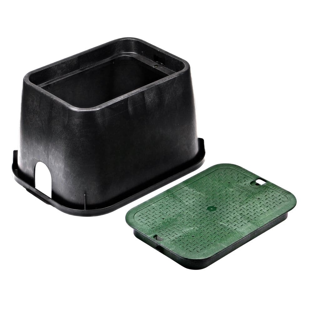 14 in. X 19 in. Rectangular Valve Box and Cover, Black Box, Green ICV Cover - Hercitys