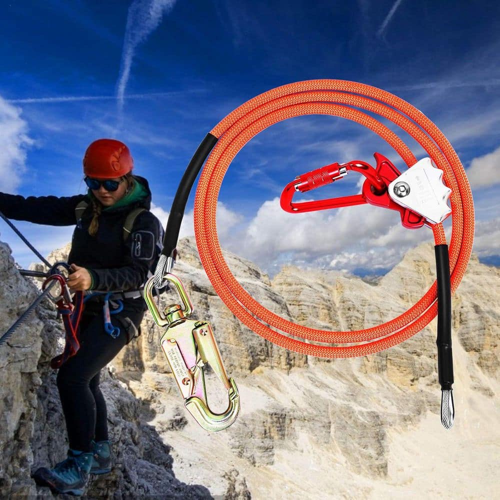 16 ft. Steel Core Flipline with Triple Lock Carabiner Adjuster and Steel Swivel Snap Retractable Lifeline - Hercitys