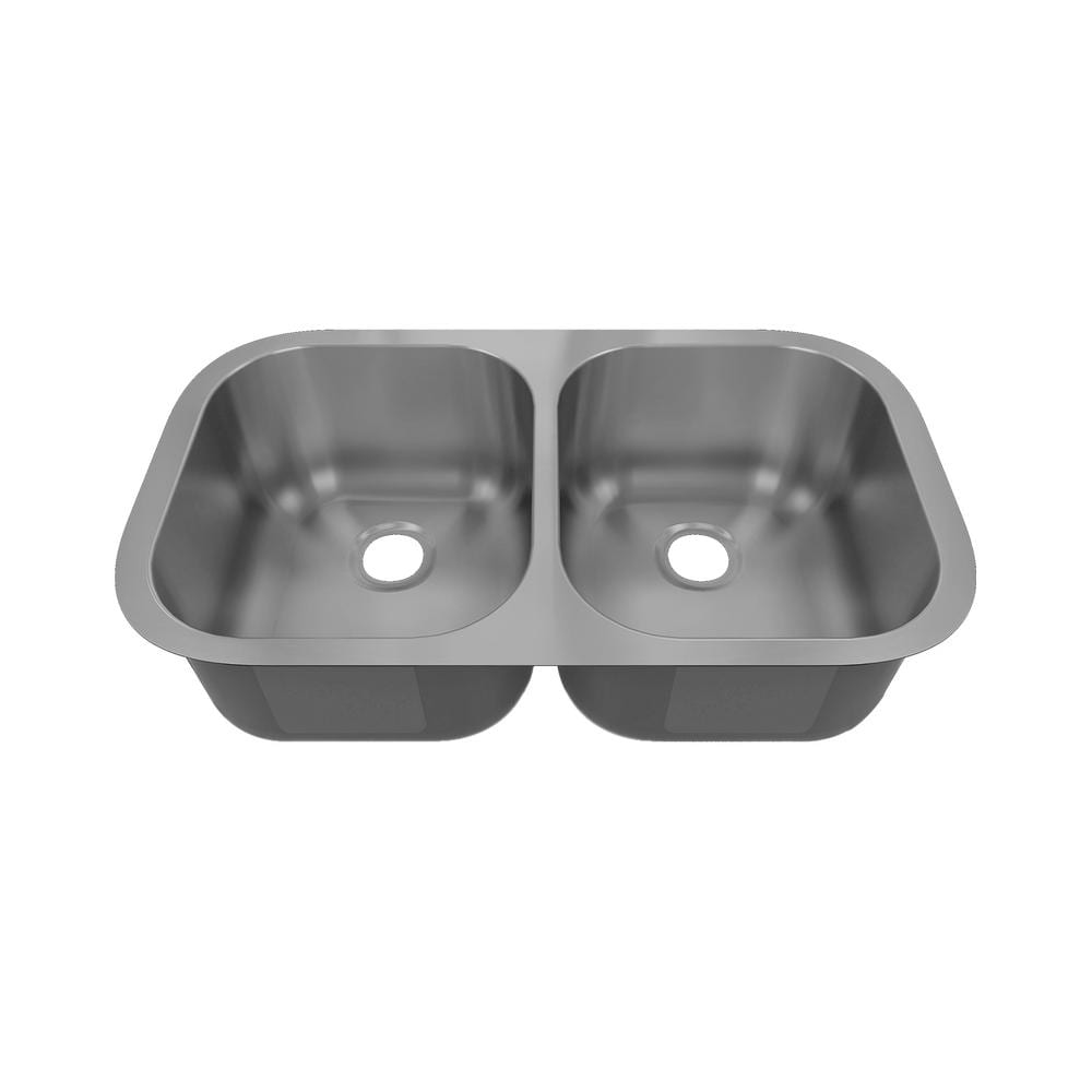 32 in. Undermount Double Bowl 18 Gauge 304 Stainless Steel Kitchen Sink - Hercitys