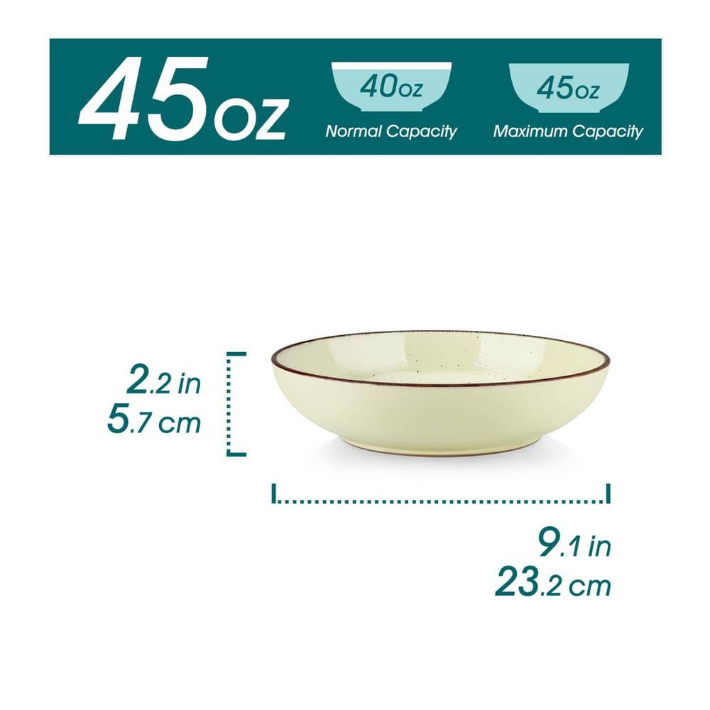 45 fl. oz. Cream Stoneware Pasta Bowls Set of 4 Serving Bowls Soup Bowls Salad Bowls - Hercitys