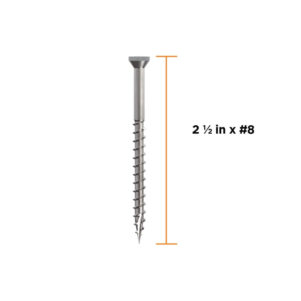 2-1/2 in. #8 316 Stainless Steel Gray Premium Star Drive Trim Screws (350-Count) - Hercitys