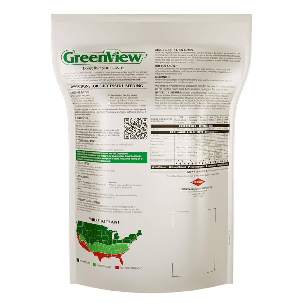 3 lbs. Pure Grass Turf Type Tall Fescue Sun and Shade Blend – Covers up to 750 sq. ft. - Hercitys