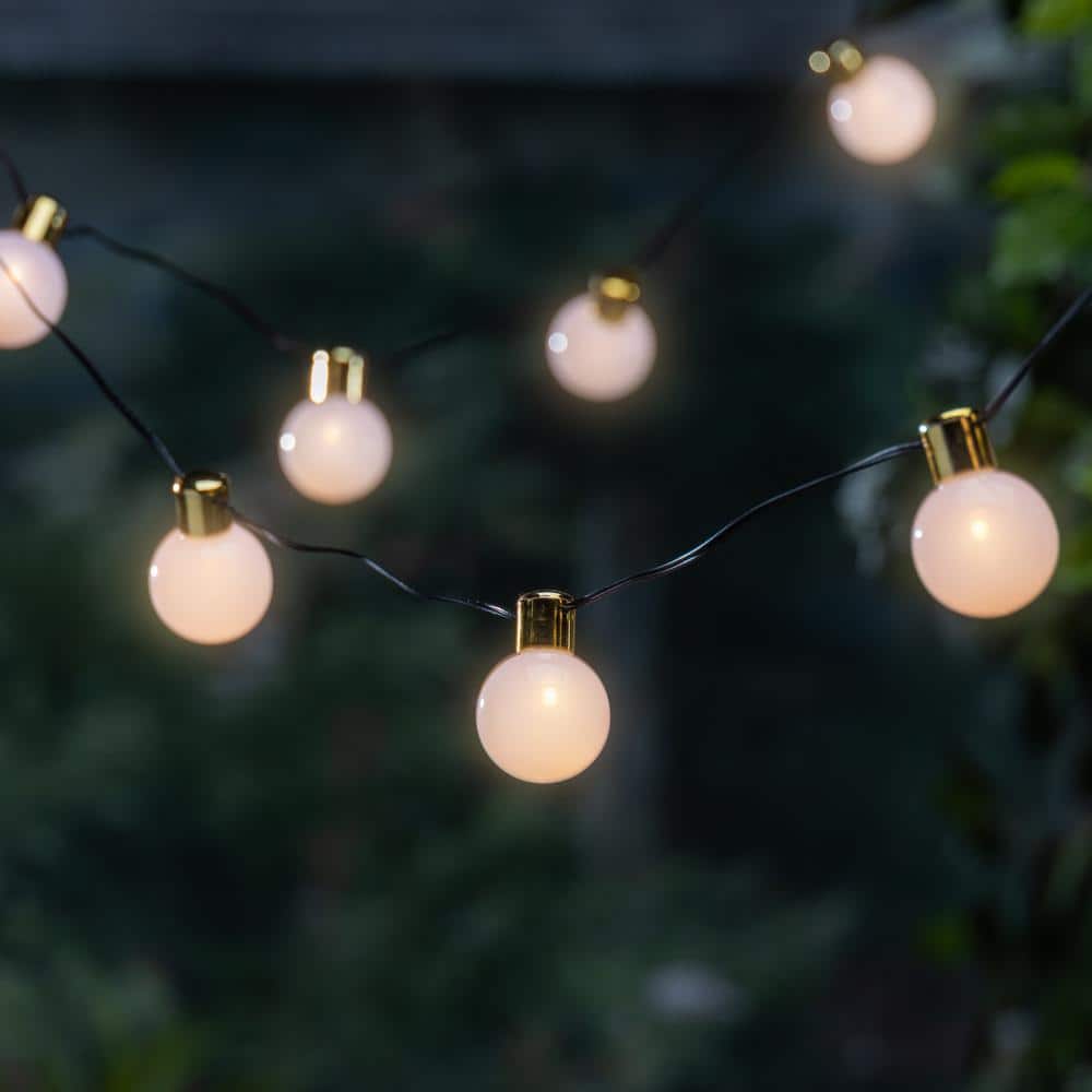 20 ft. L White Christmas Ball and Gold Cap Light Garland - Hercitys