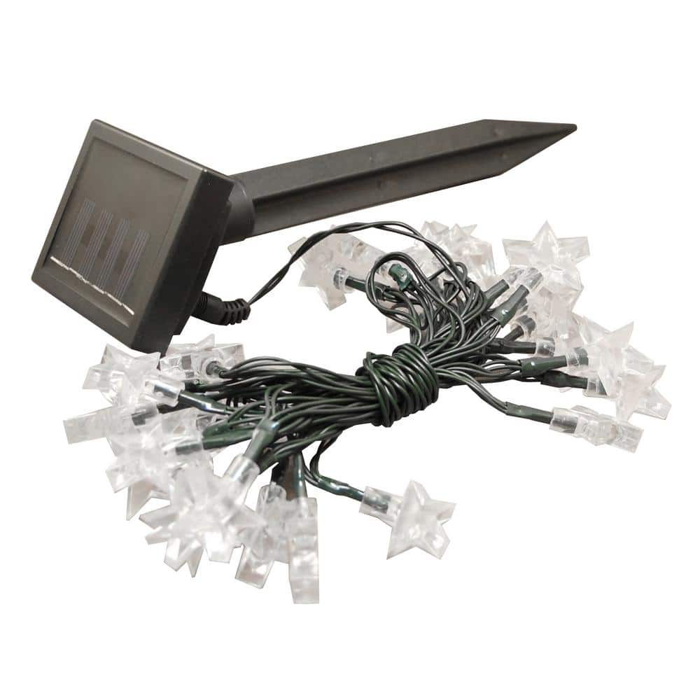30-Light 13 ft. White Stars Solar String Light - Hercitys
